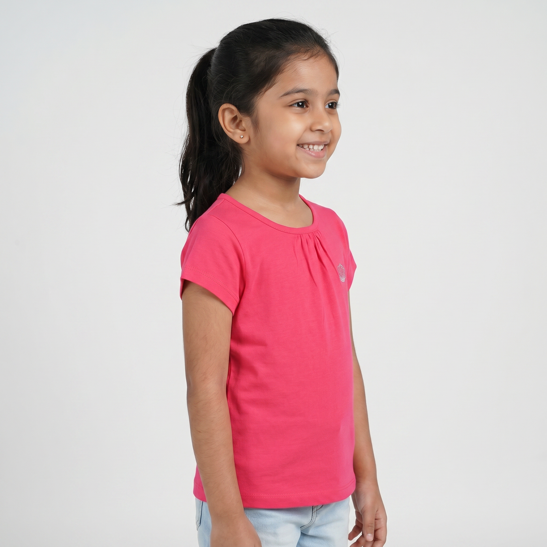 Girls Cotton Crew Neck T-Shirt