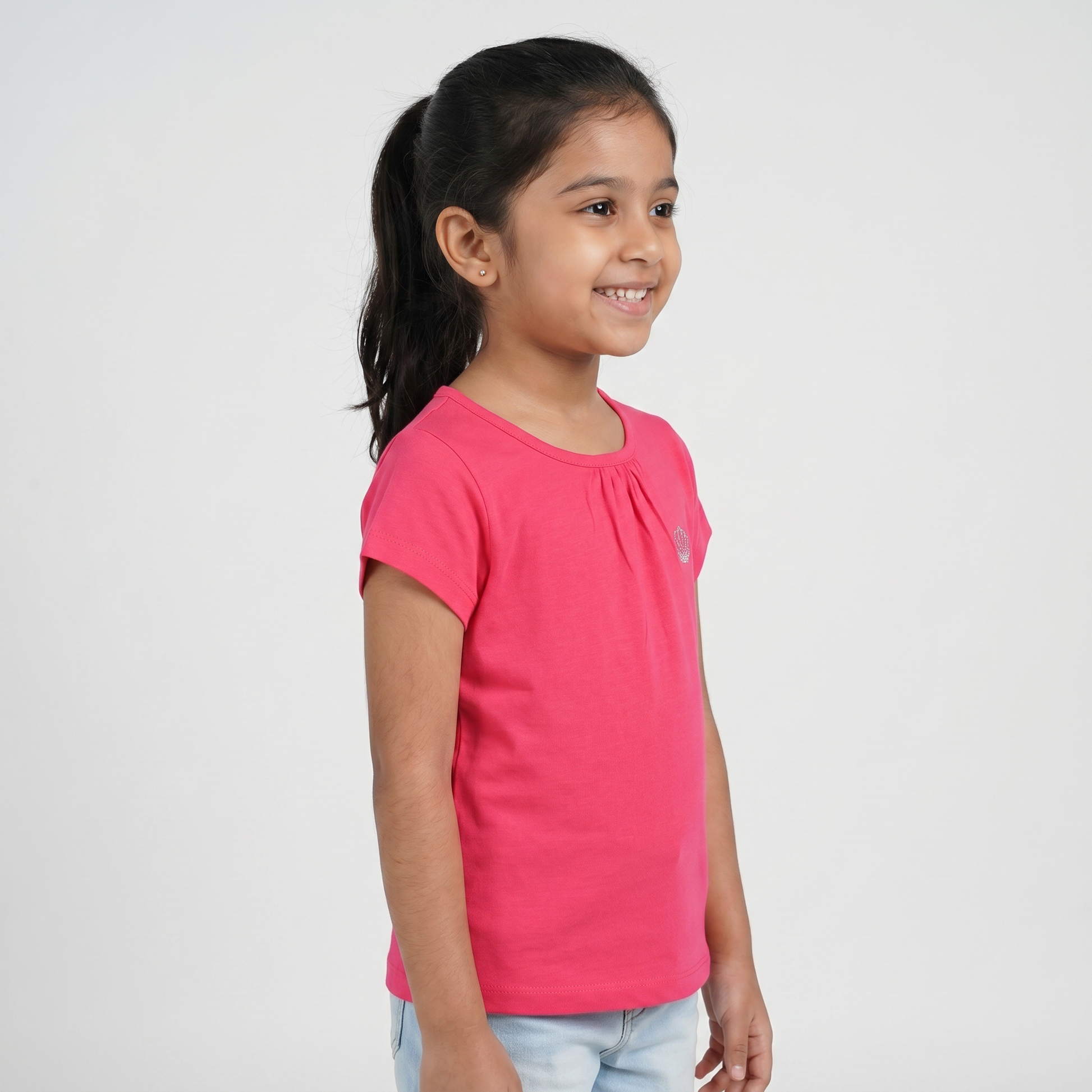 Girls Cotton Crew Neck T-Shirt