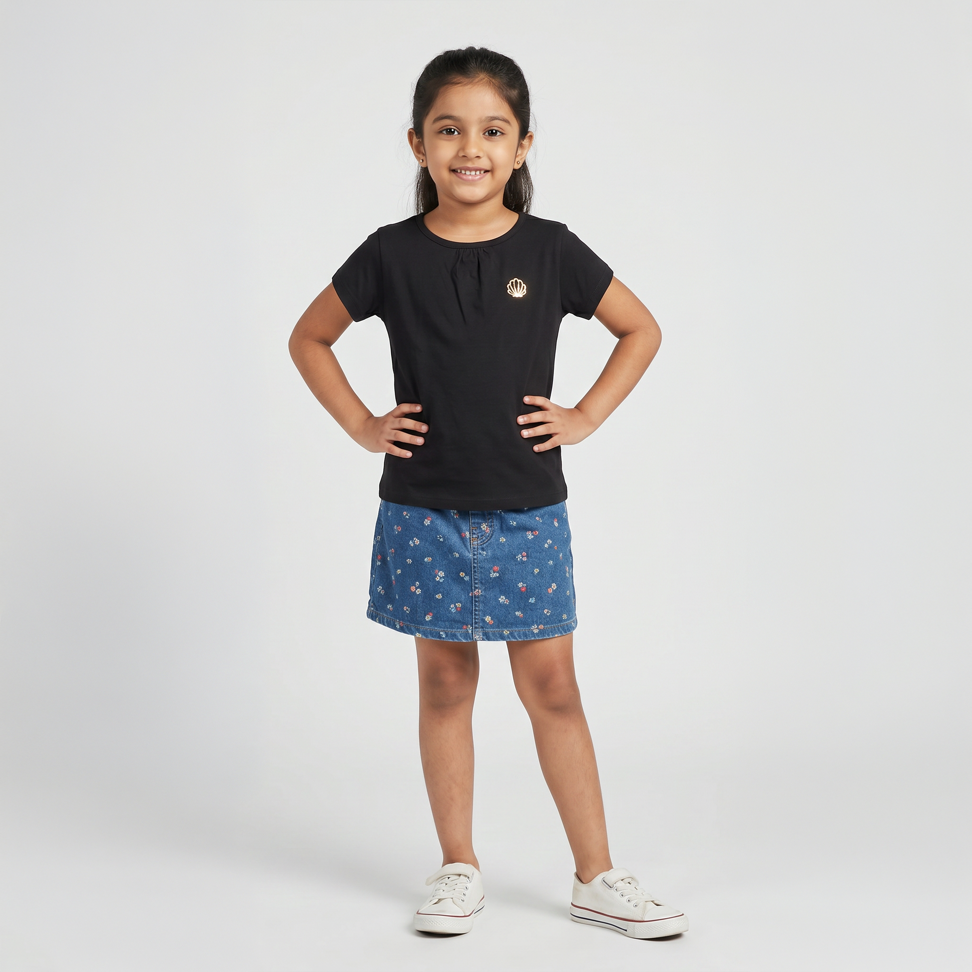 Girls Cotton Crew Neck T-Shirt