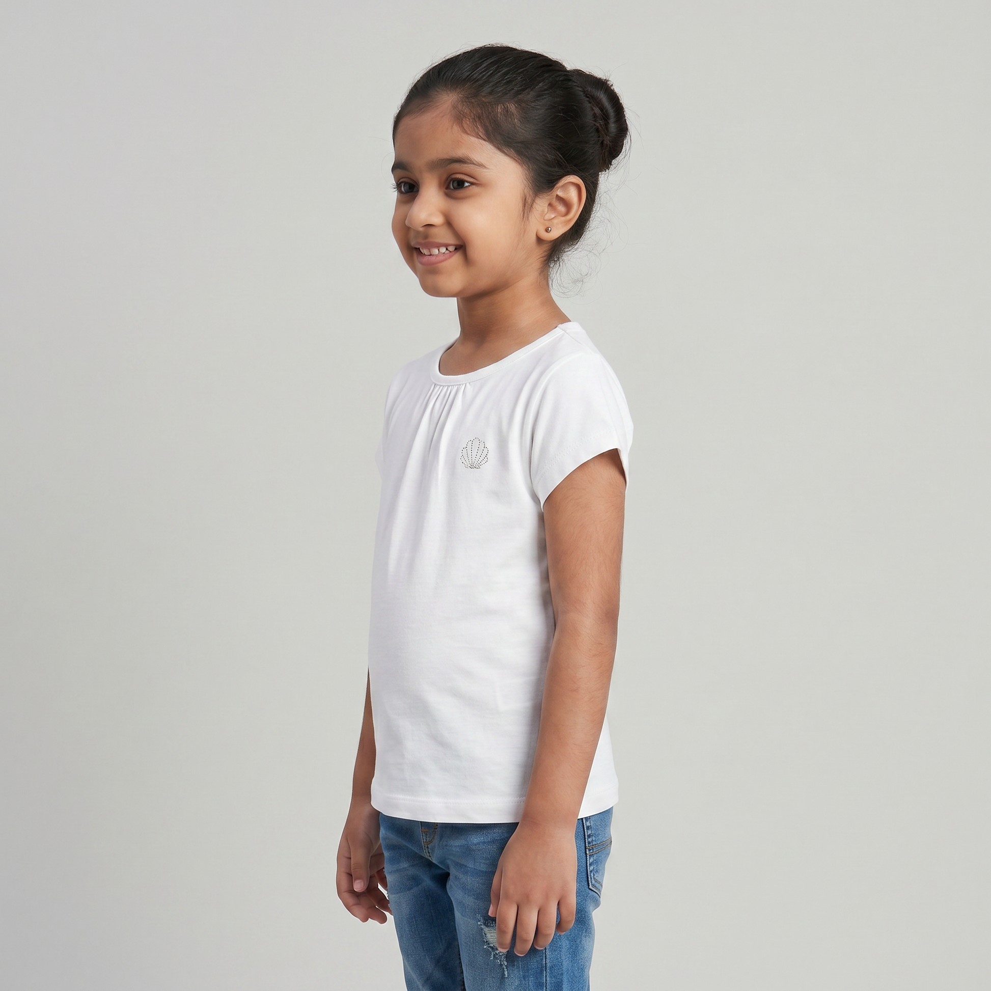 Girls Cotton Crew Neck T-Shirt