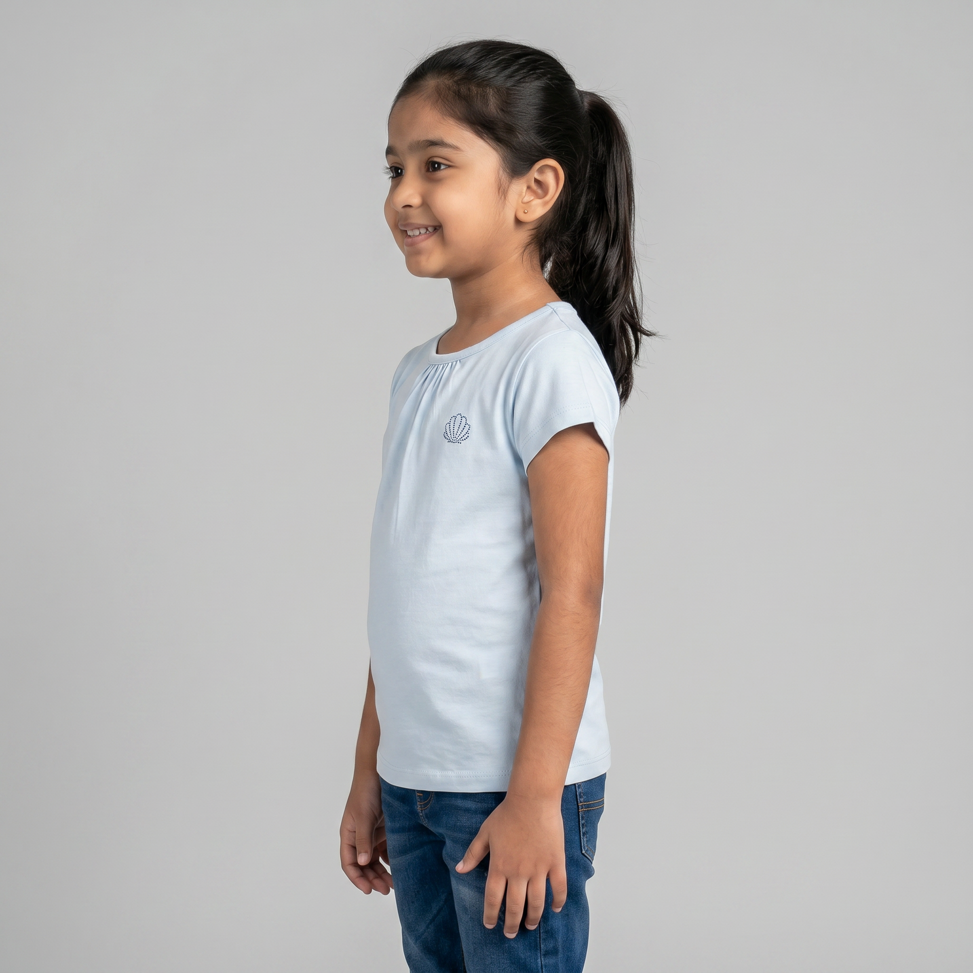Girls Cotton Crew Neck T-Shirt
