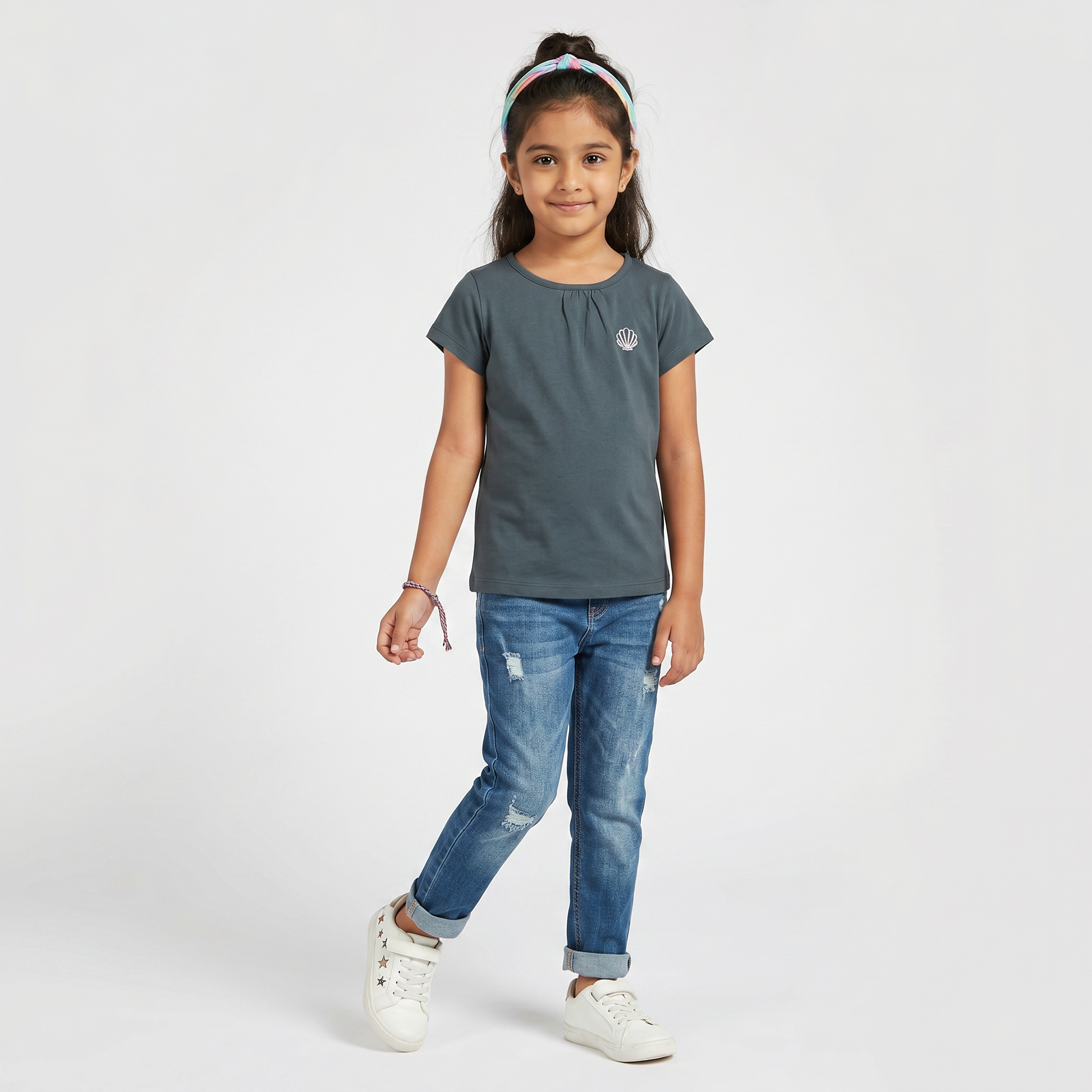 Girls Cotton Crew Neck T-Shirt