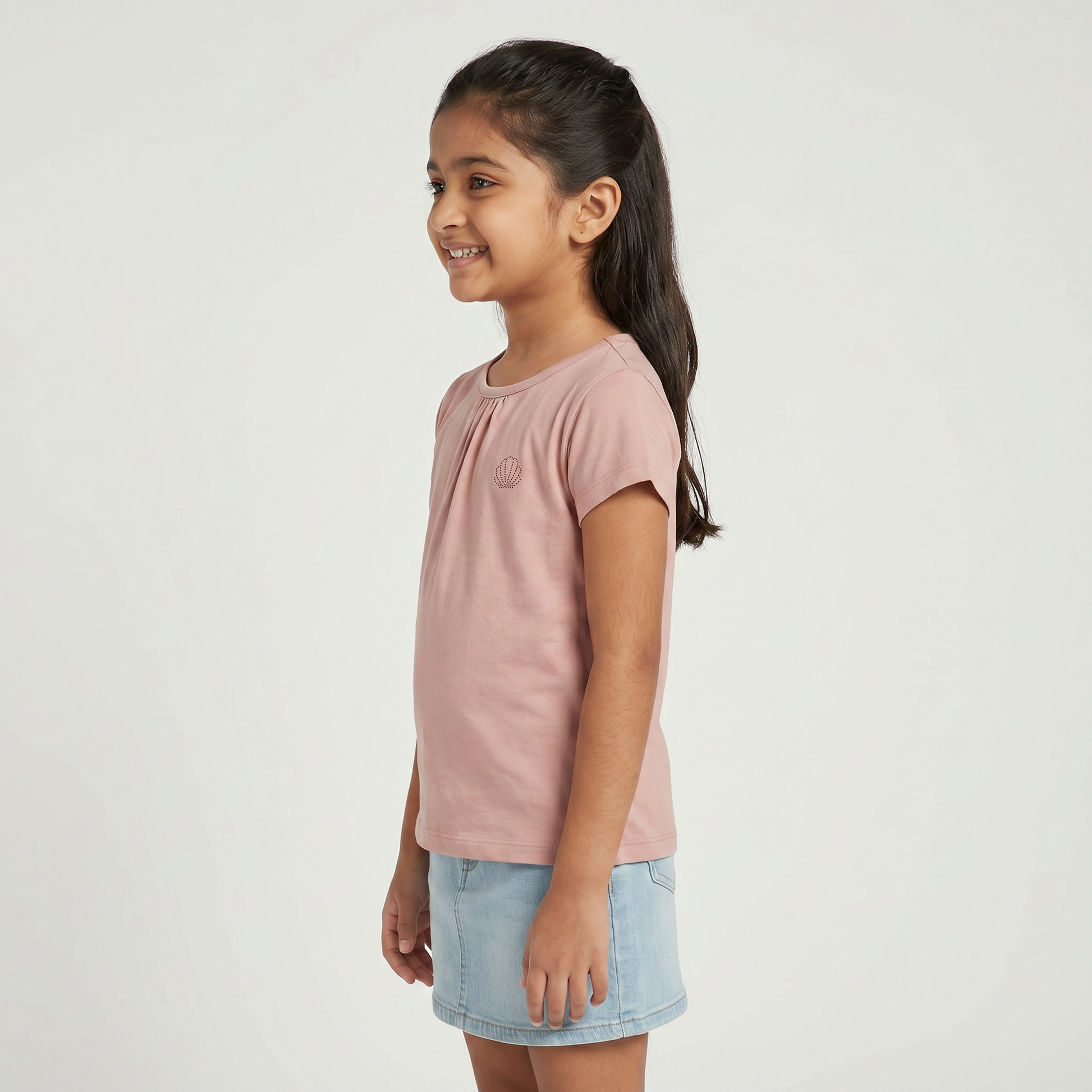 Girls Cotton Crew Neck T-Shirt