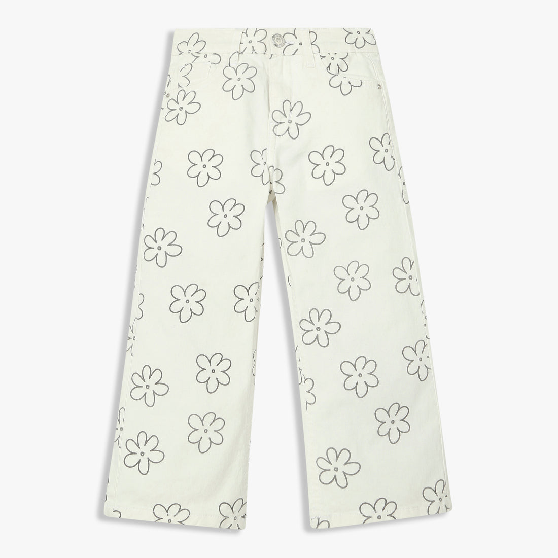 Girls Straight Fit Printed Denim