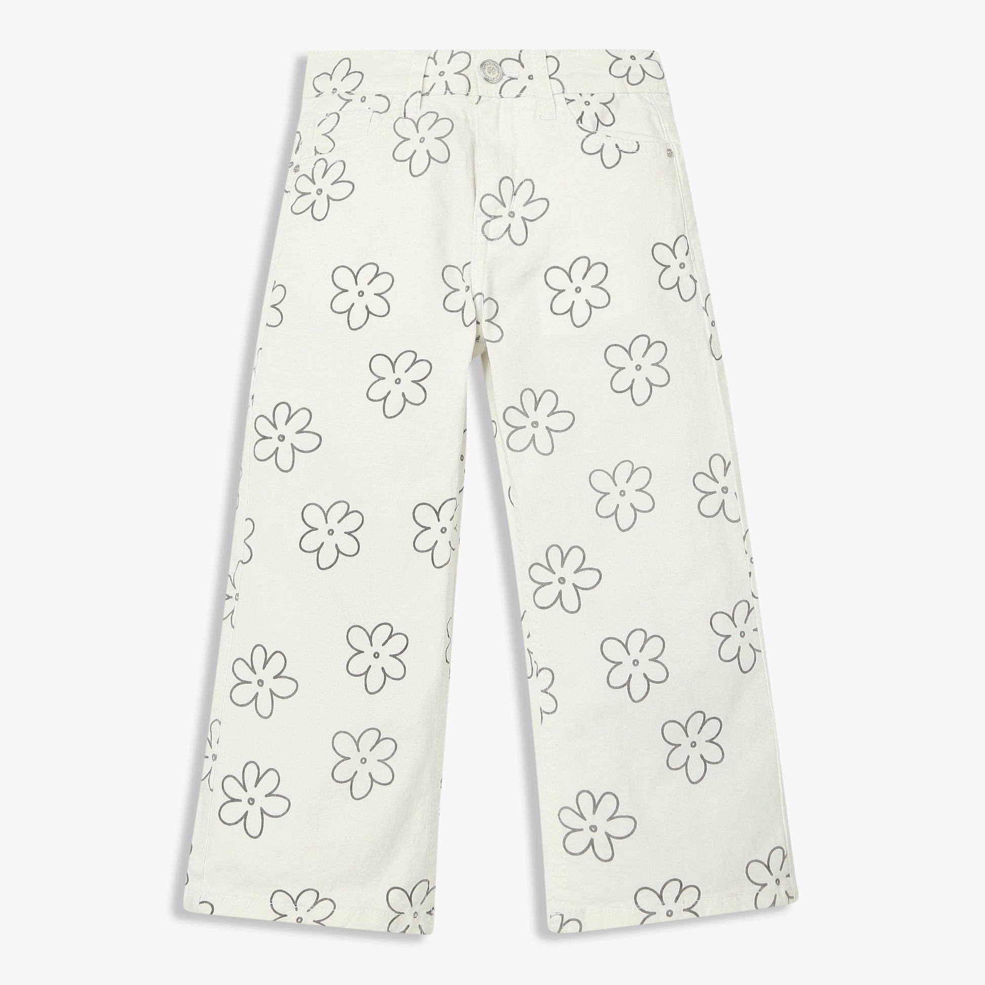 Girls Straight Fit Printed Denim