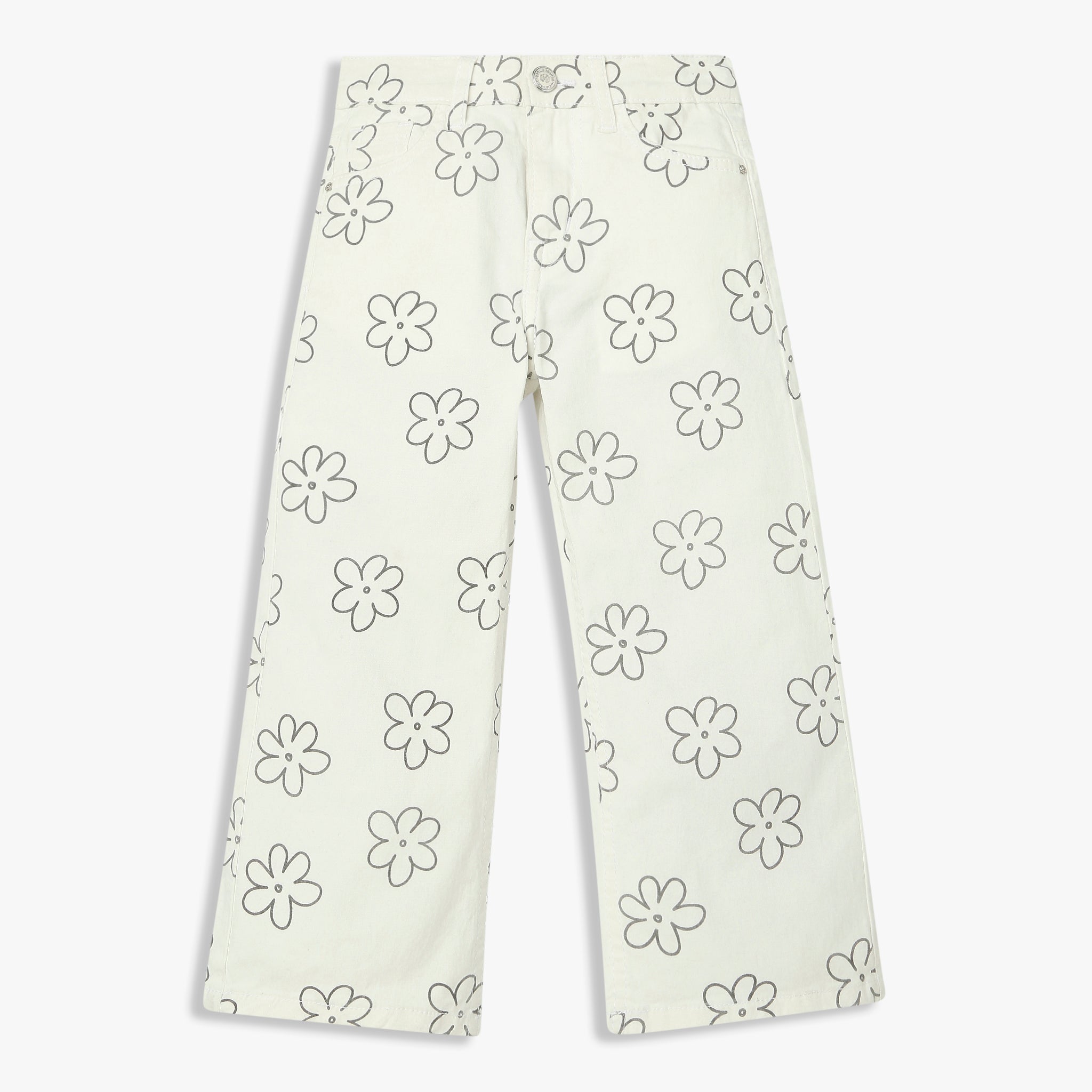 Girls Straight Fit Printed Denim