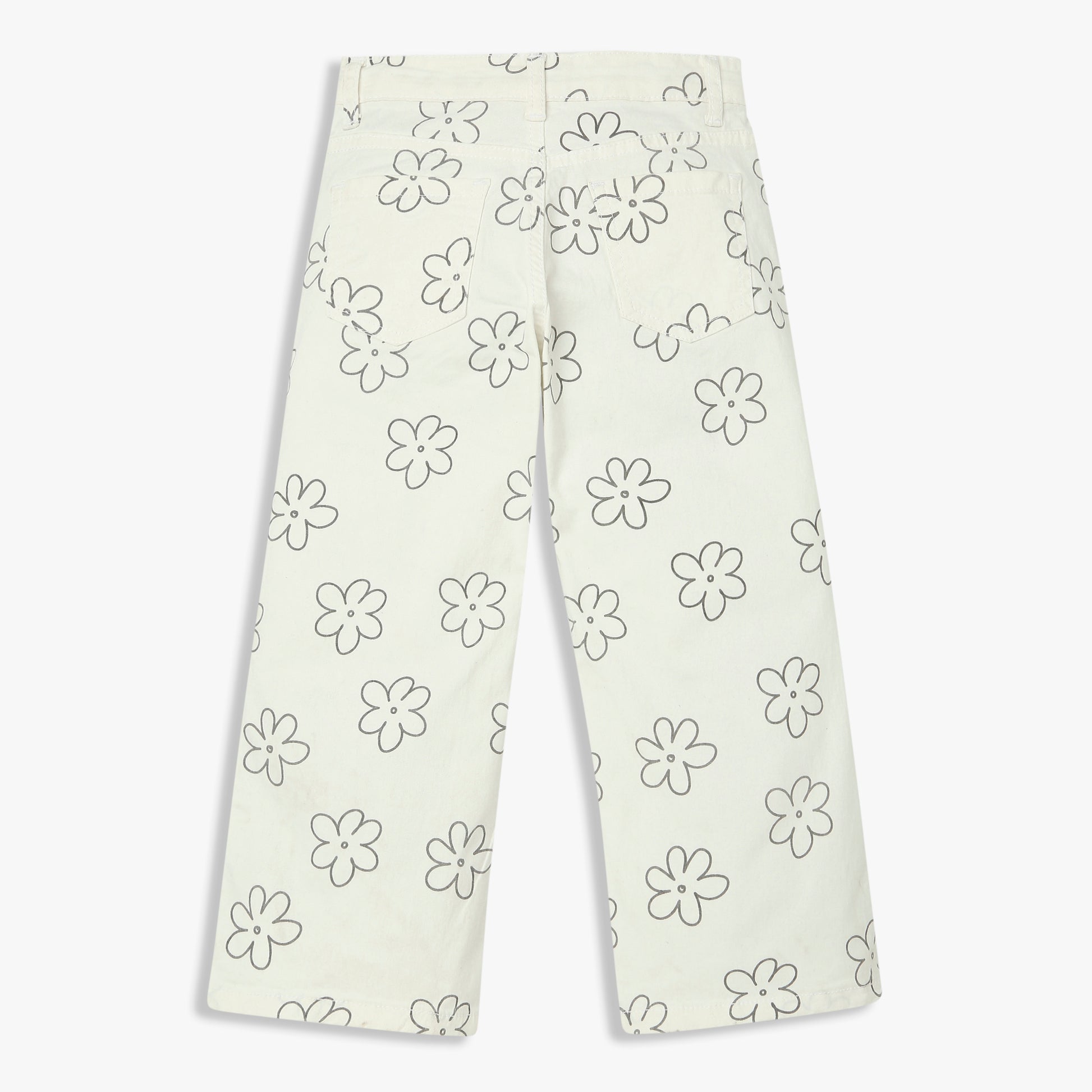 Girls Straight Fit Printed Denim