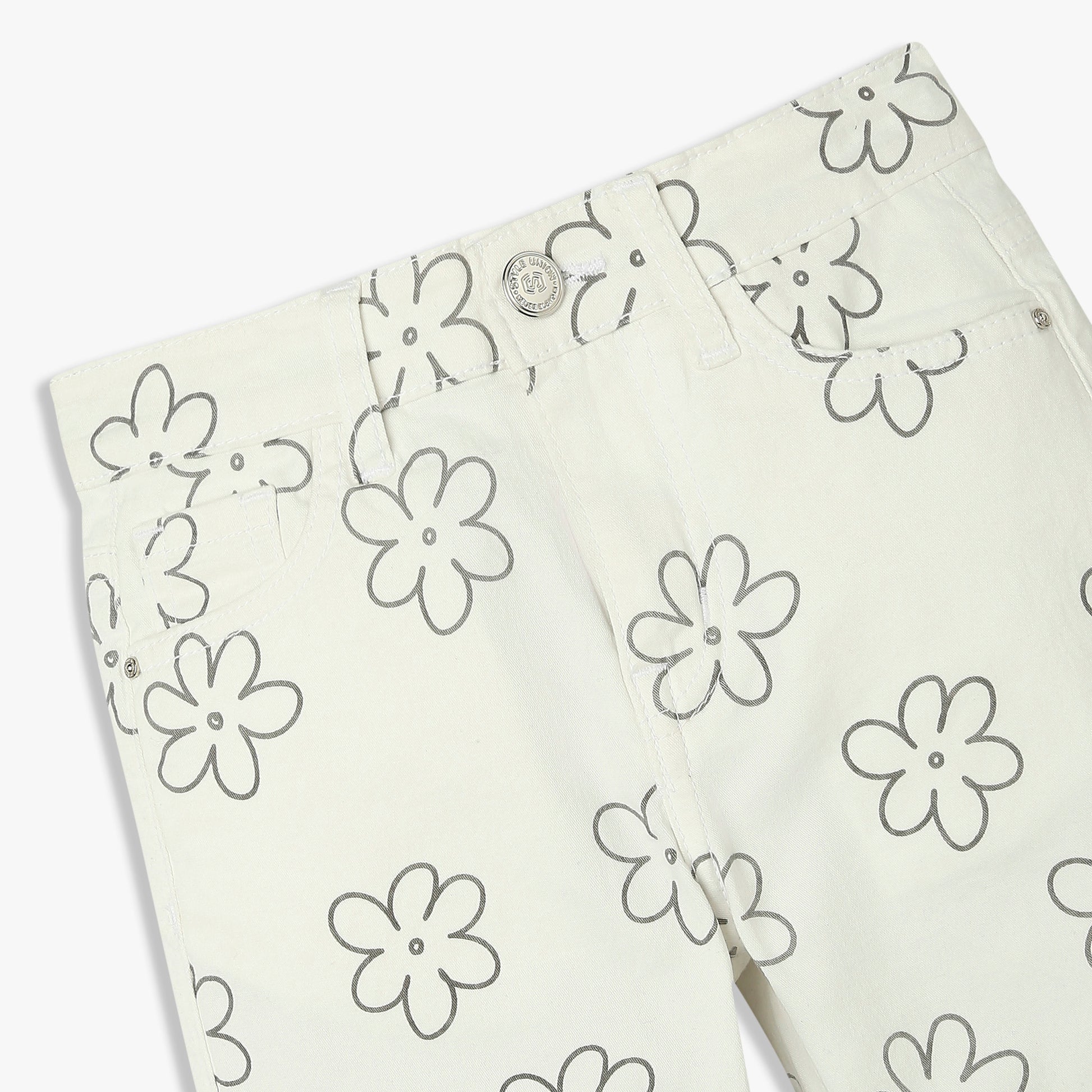 Girls Straight Fit Printed Denim