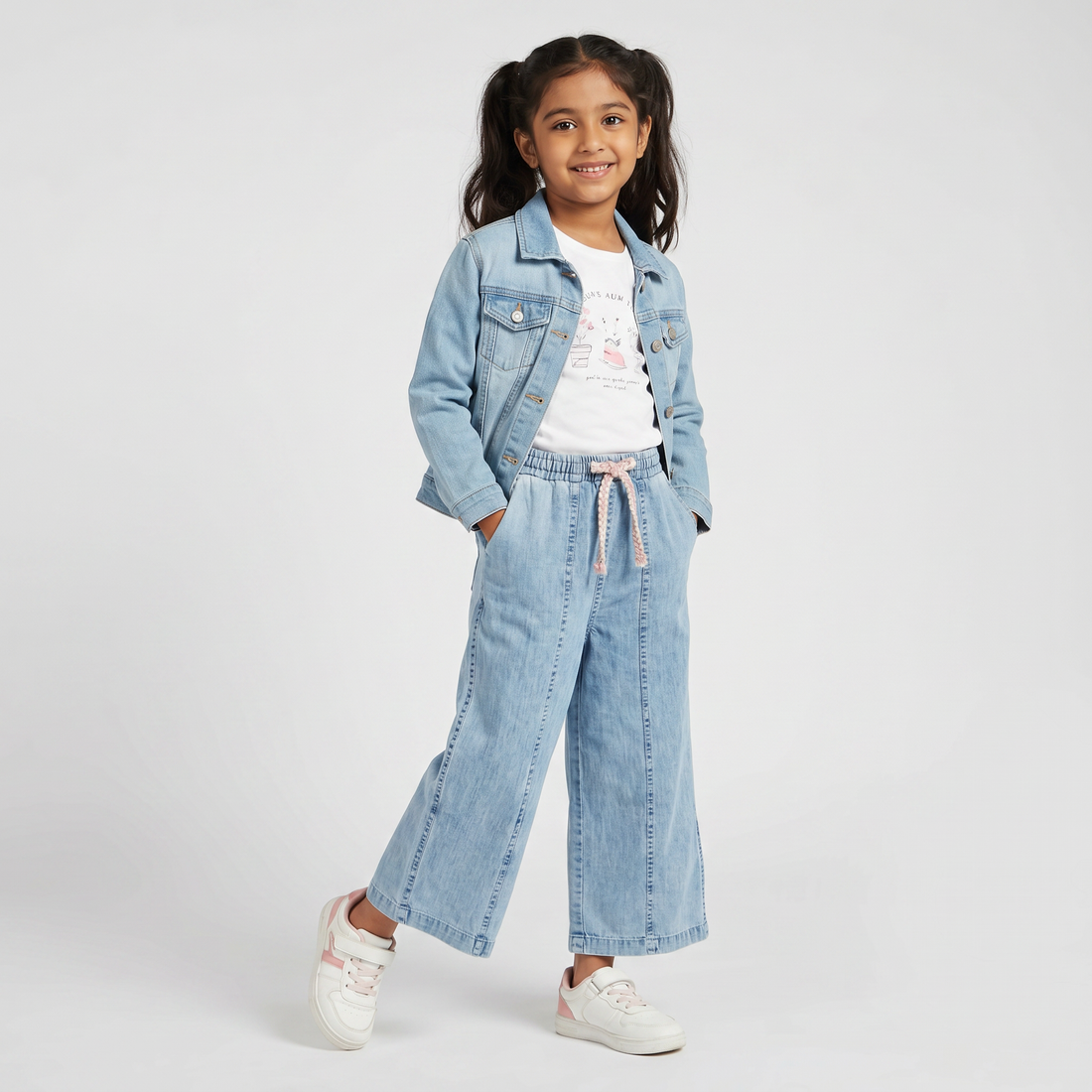 Girls Solid Denim Pants