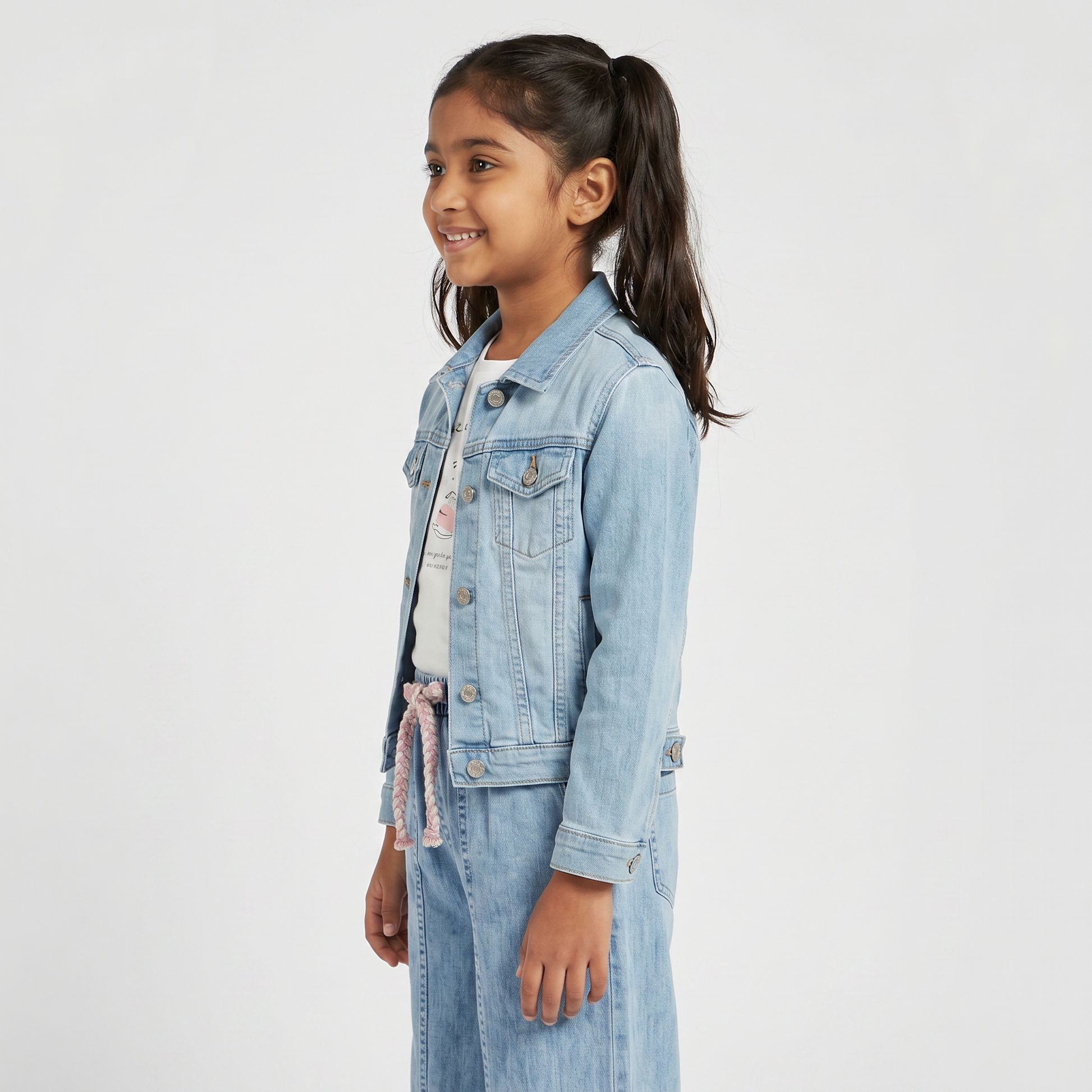 Girls Solid Denim Pants