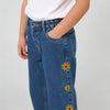 Girls Wide Leg Embroideried Denim