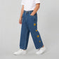 Girls Wide Leg Embroideried Denim