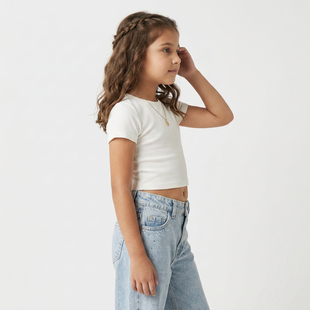 Girls Cotton Embellished Fashion Denim