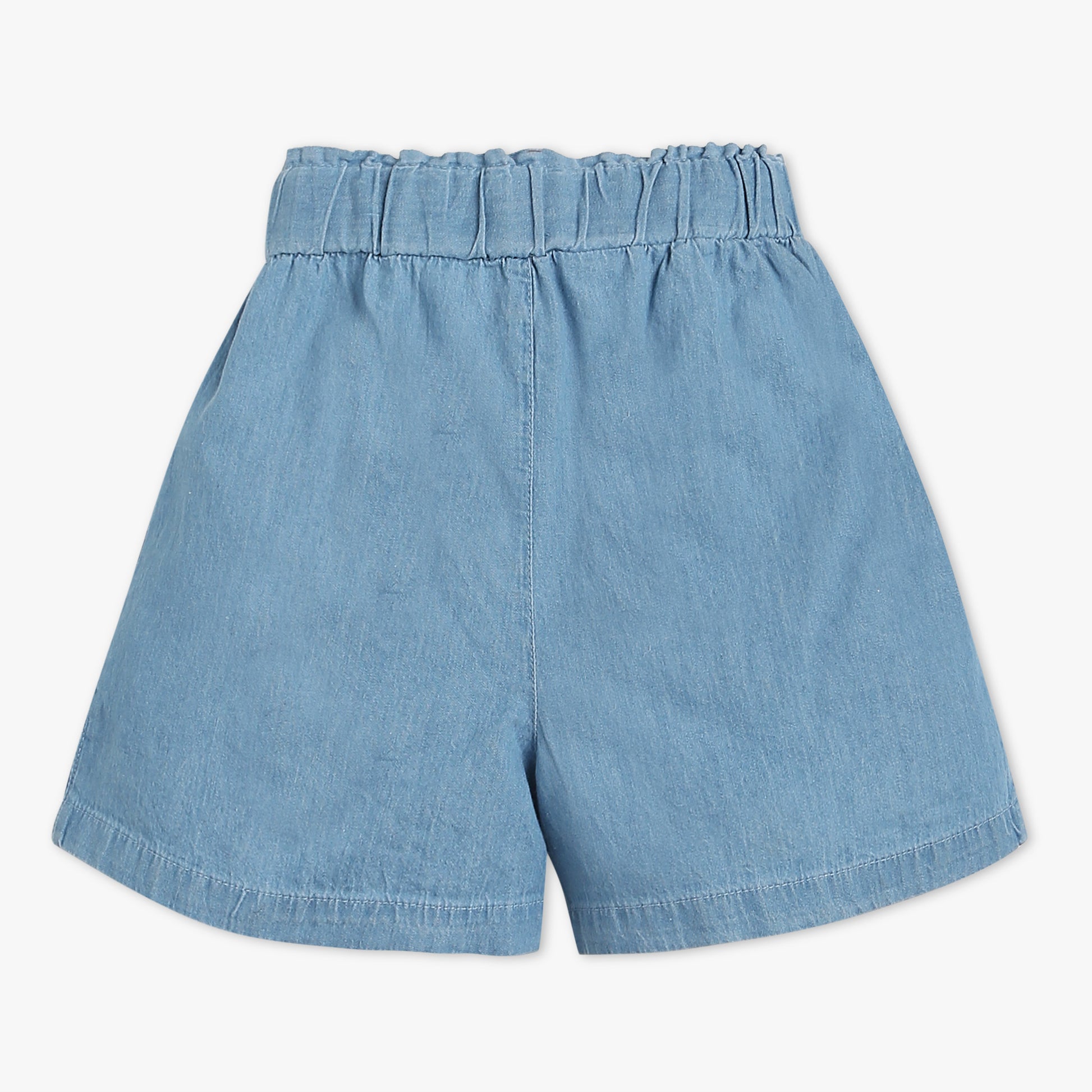 Girls Above Knee Elasticated Paper Bag Waist with Free Belt and Wide Leg Black Shorts