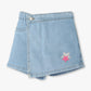 Girls Denim Short with Star Sequins Patch