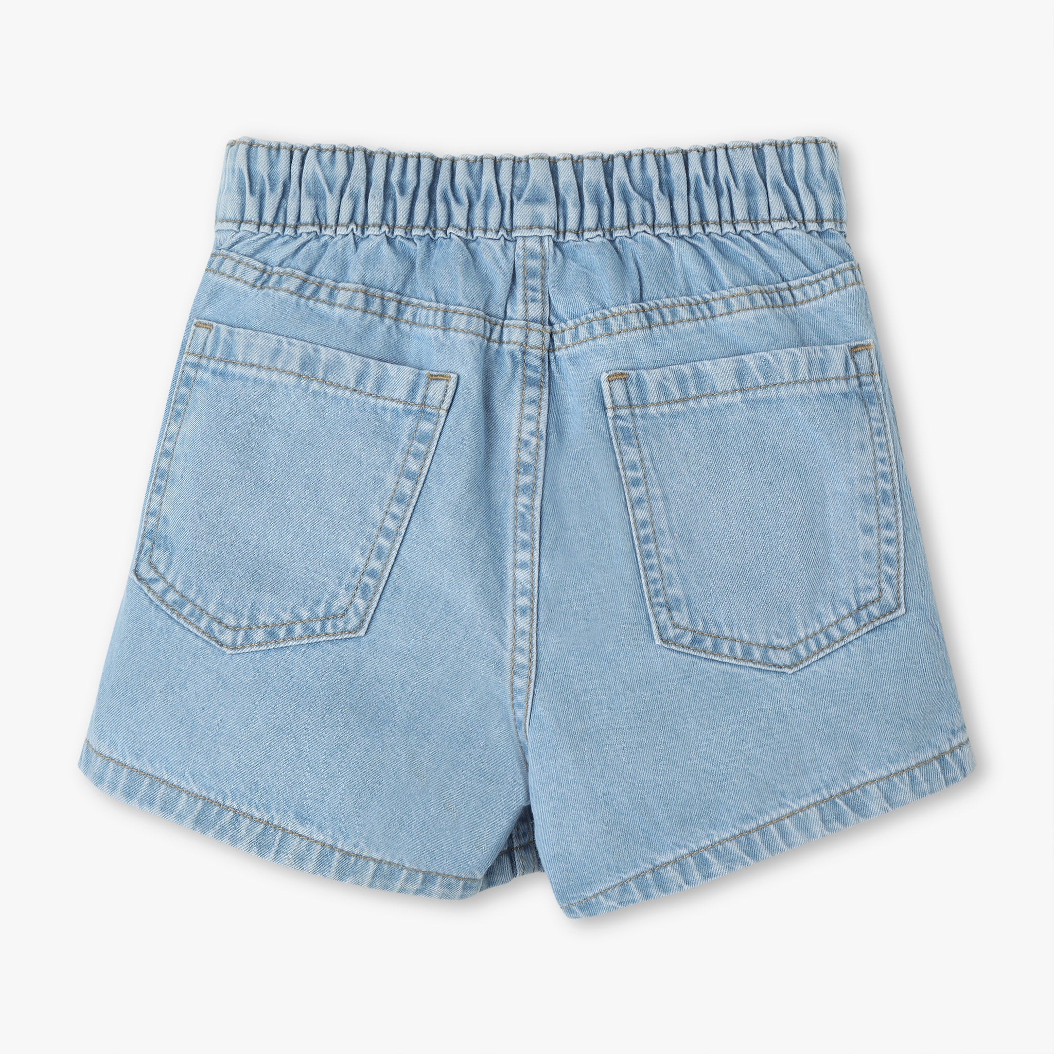 Girls Denim Short with Star Sequins Patch