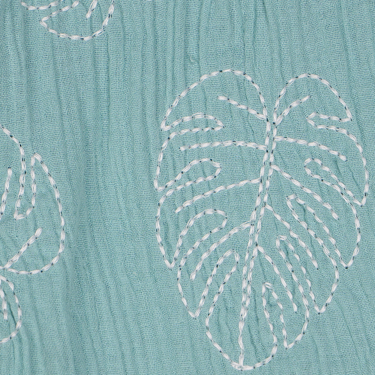 Girls Cotton Leaf Embroidered Shorts