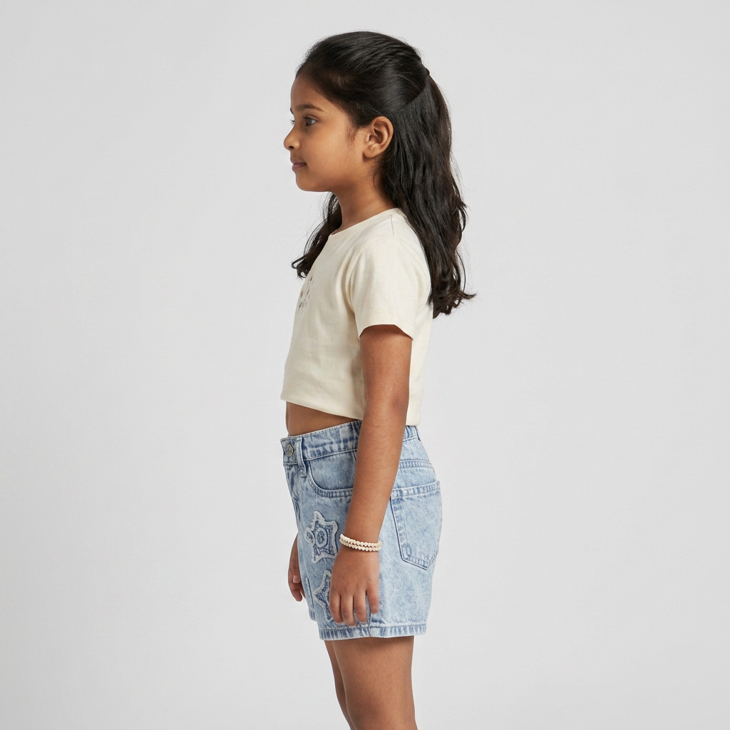 Girls Cotton Embroidered Shorts