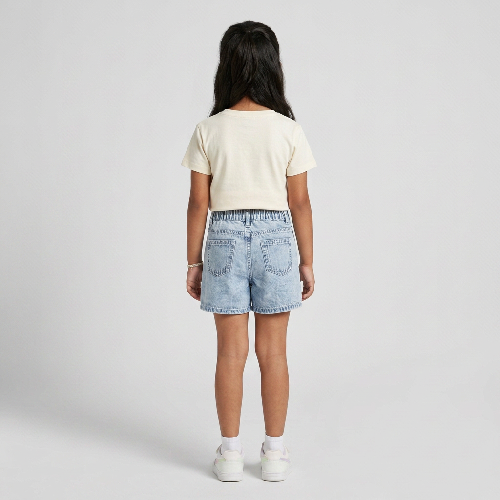 Girls Cotton Embroidered Shorts