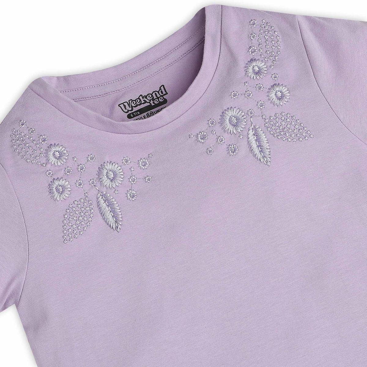 Girls Regular Fit Embroidered T-Shirt