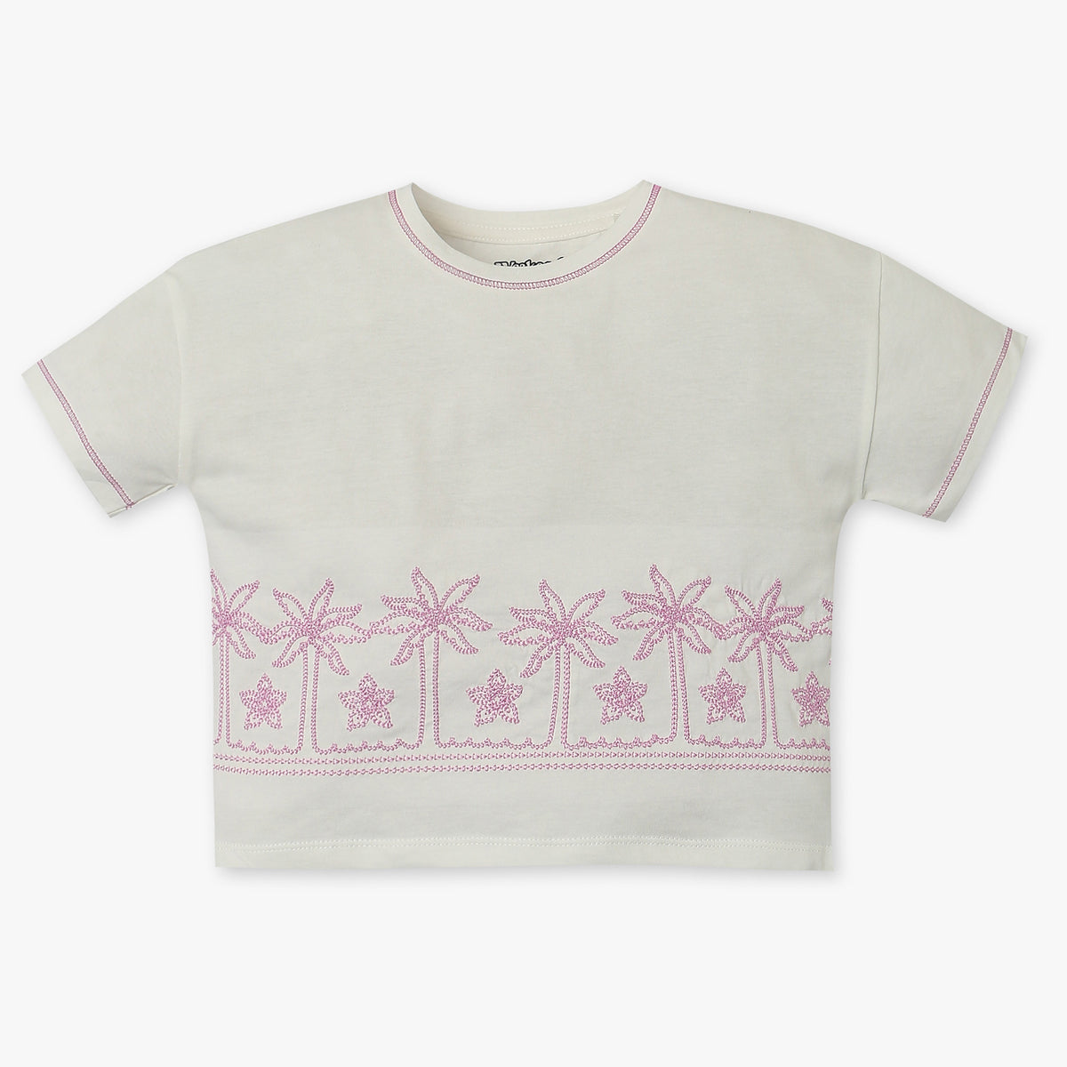 Girls Regular Fit Embroidered T-Shirt