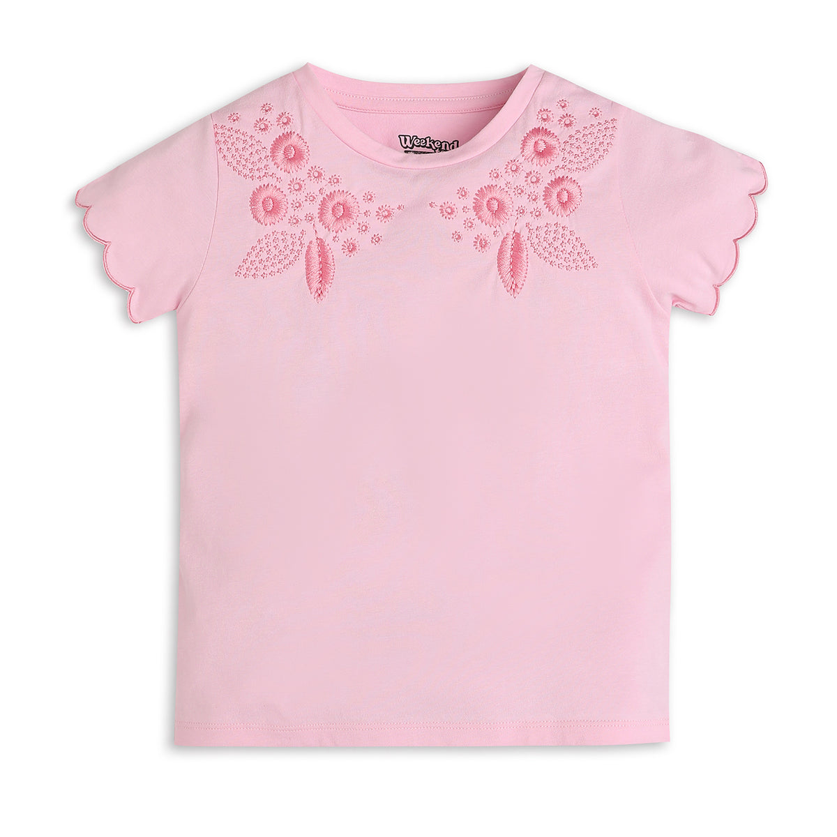 Girls Regular Fit Embroidered T-Shirt