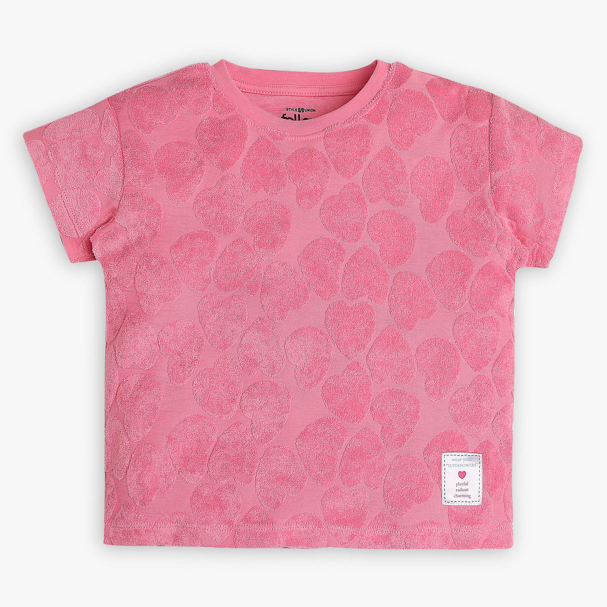 Girls Regular Fit Jacquard T-Shirt