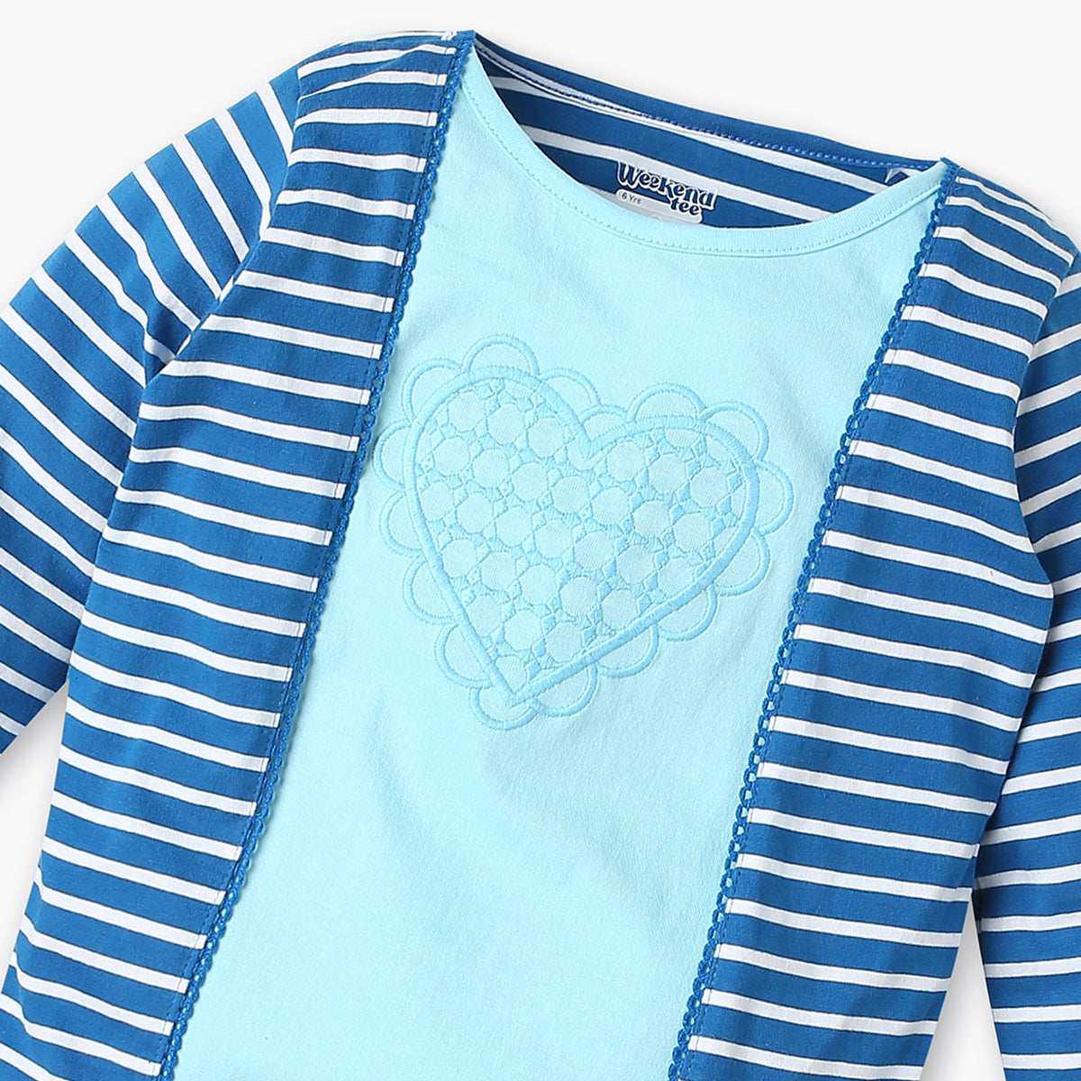 Girls Striped Crew Neck T-Shirt