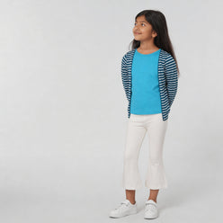 Girls Striped Crew Neck T-Shirt