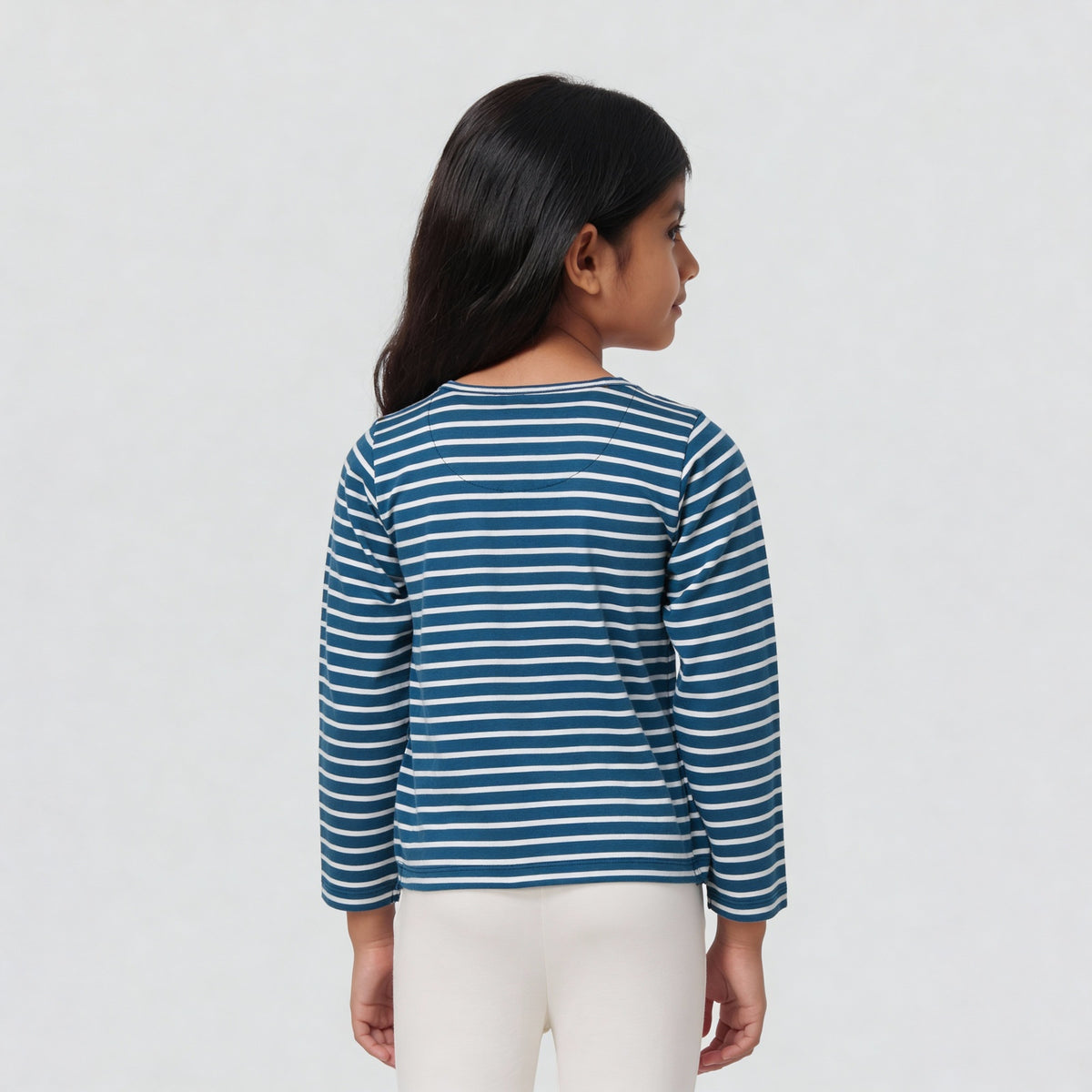 Girls Striped Crew Neck T-Shirt