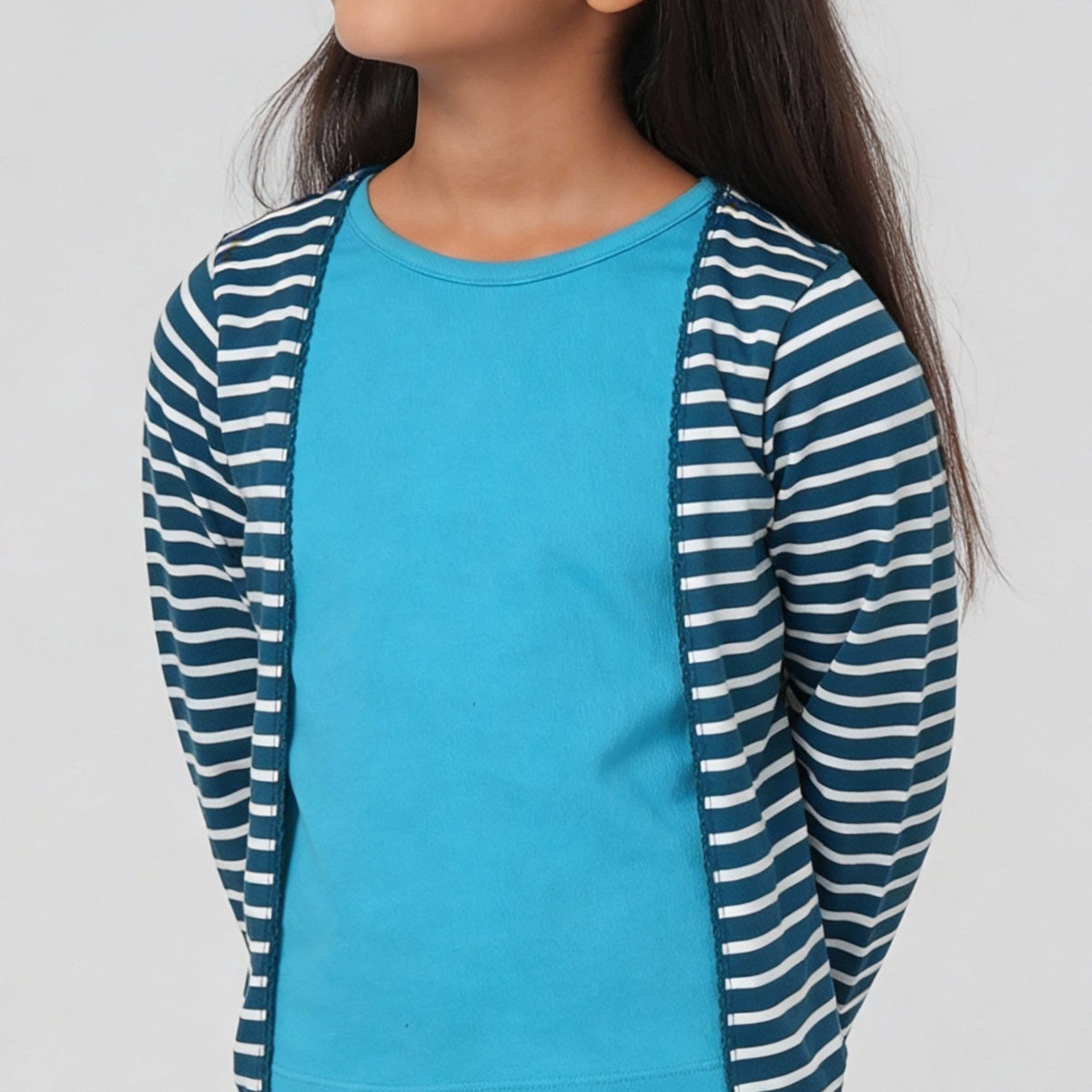 Girls Striped Crew Neck T-Shirt