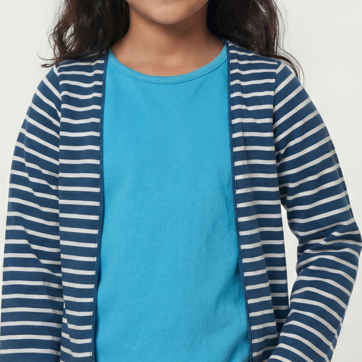 Girls Striped Crew Neck T-Shirt