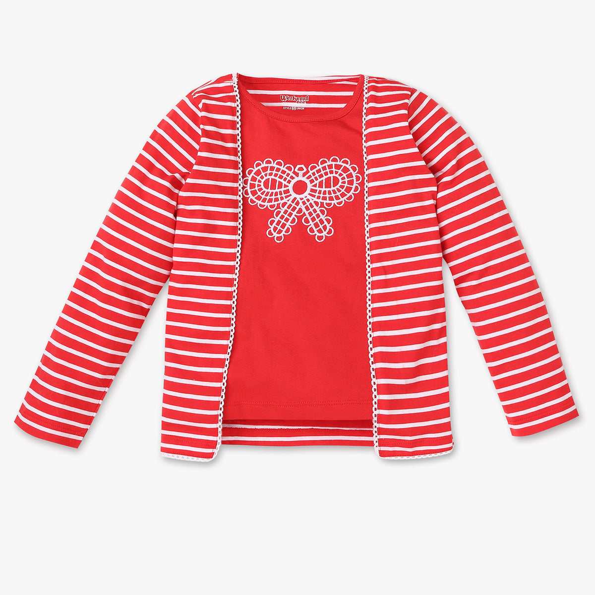 Girls Striped Crew Neck T-Shirt