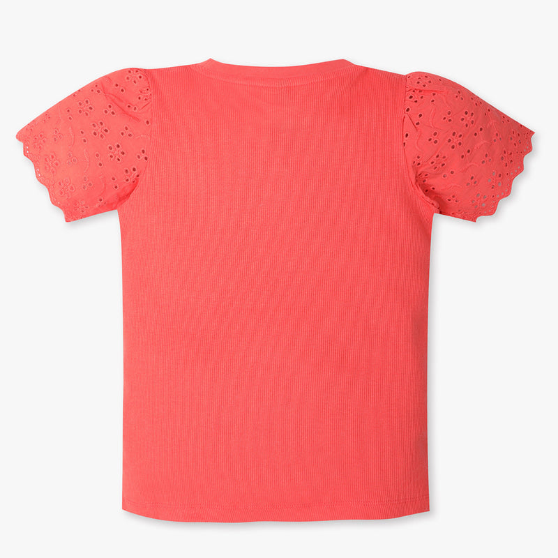 Girls Regular Fit Solid Crew Neck T-Shirt