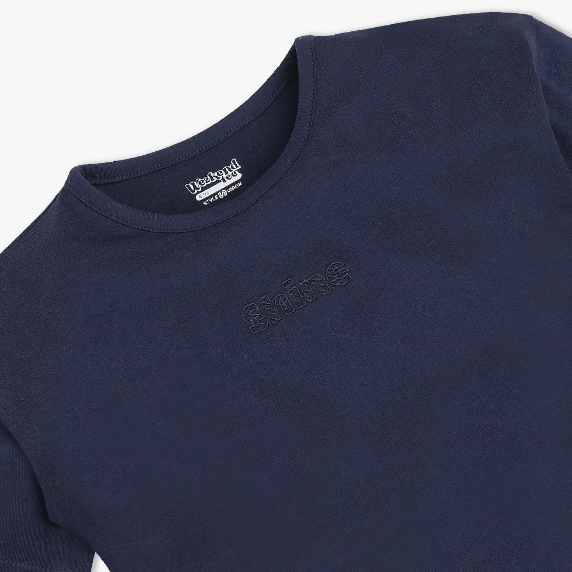 Girls Boxy Fit Solid Crew Neck Short Sleeve T-Shirt