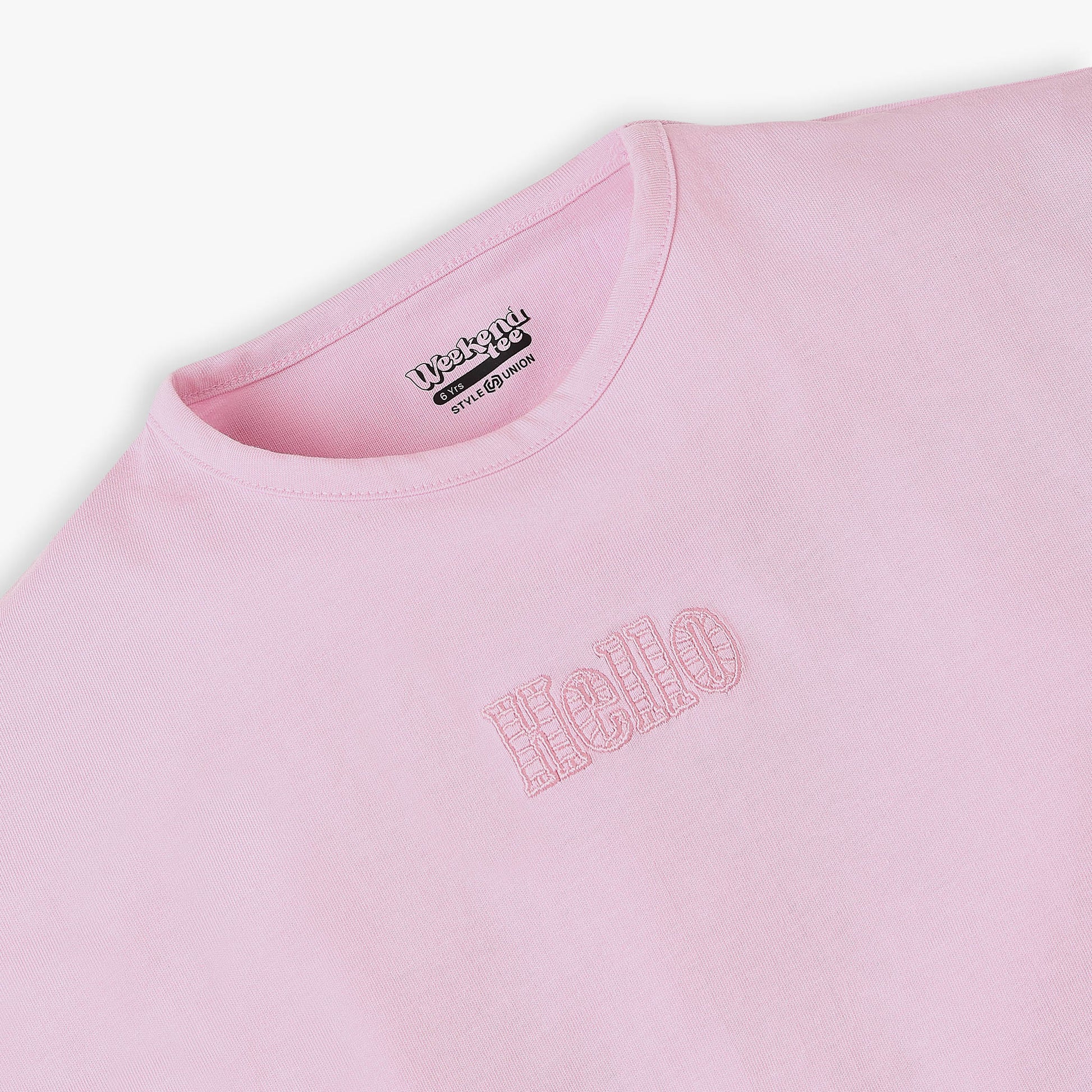 Girls Boxy Fit Solid Crew Neck Short Sleeve T-Shirt