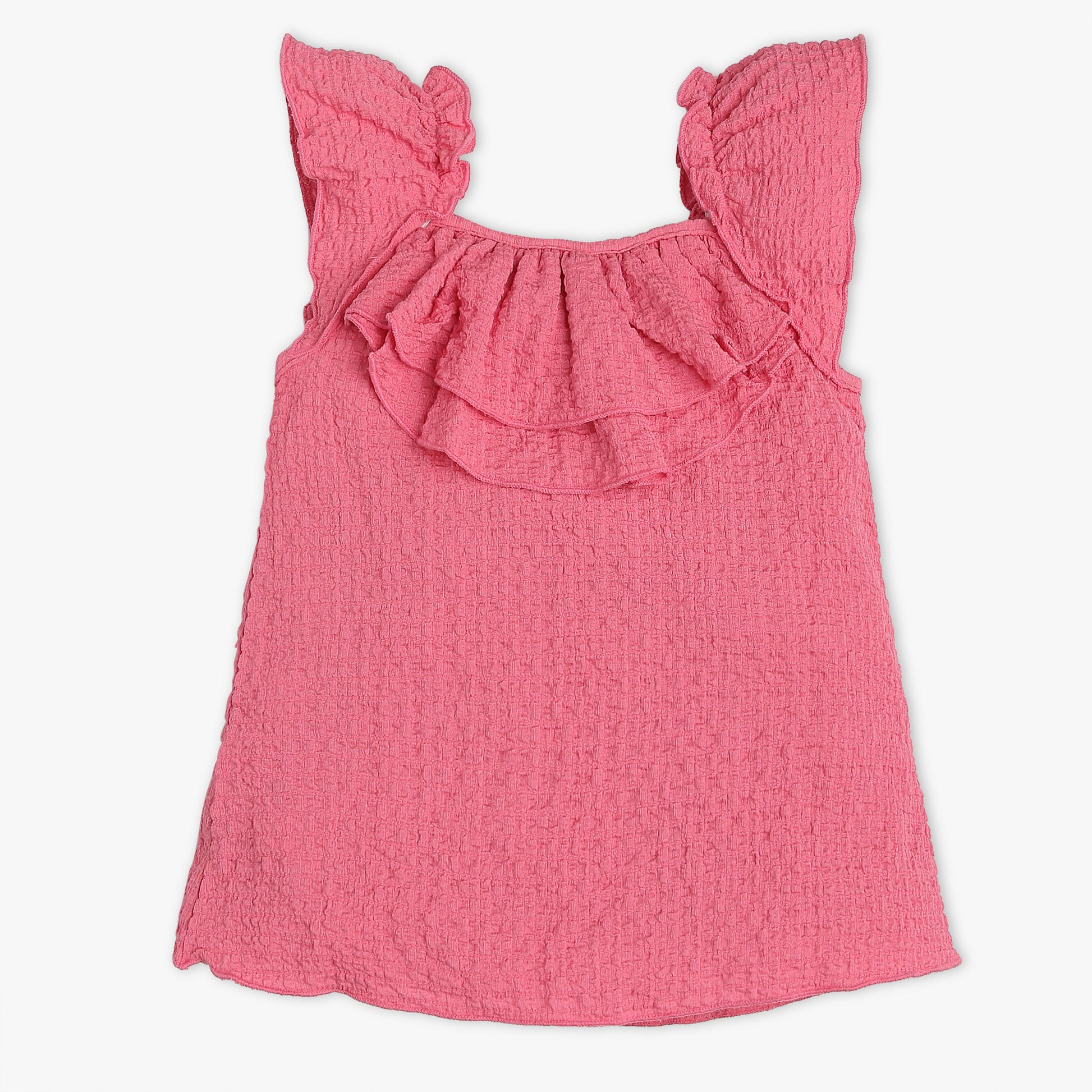 Girls Regular Fit Solid Square Neck Short Sleeve Top