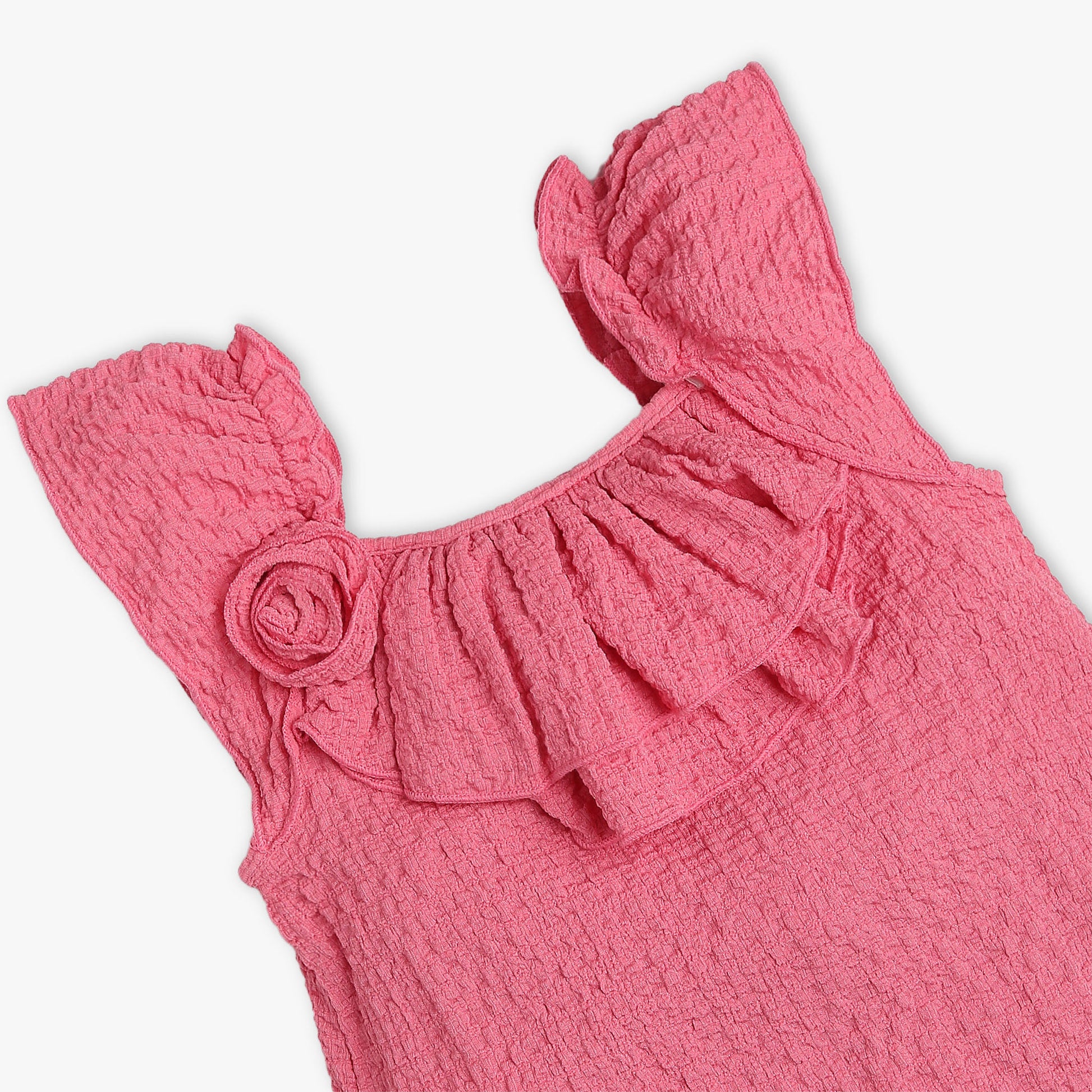 Girls Regular Fit Solid Square Neck Short Sleeve Top