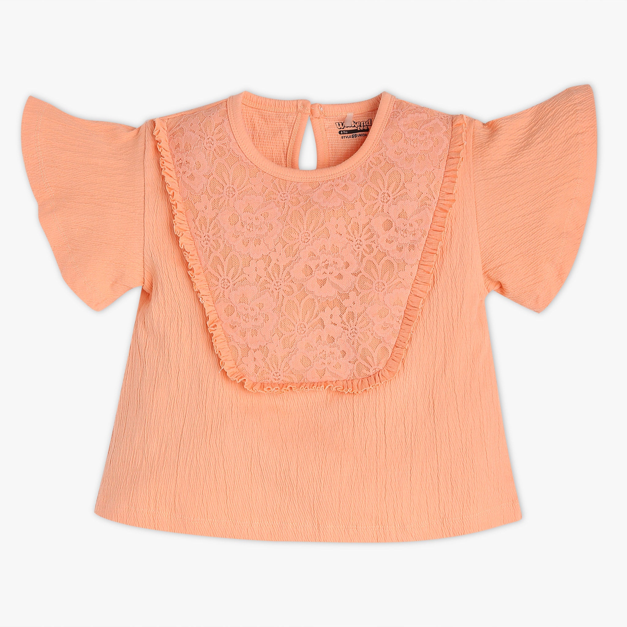 Girls Regular Fit Solid Scoop Neck Short Sleeve Crop Top