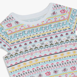 Girls All Over Print Scoop Neck Cap Sleeeve T-Shirt