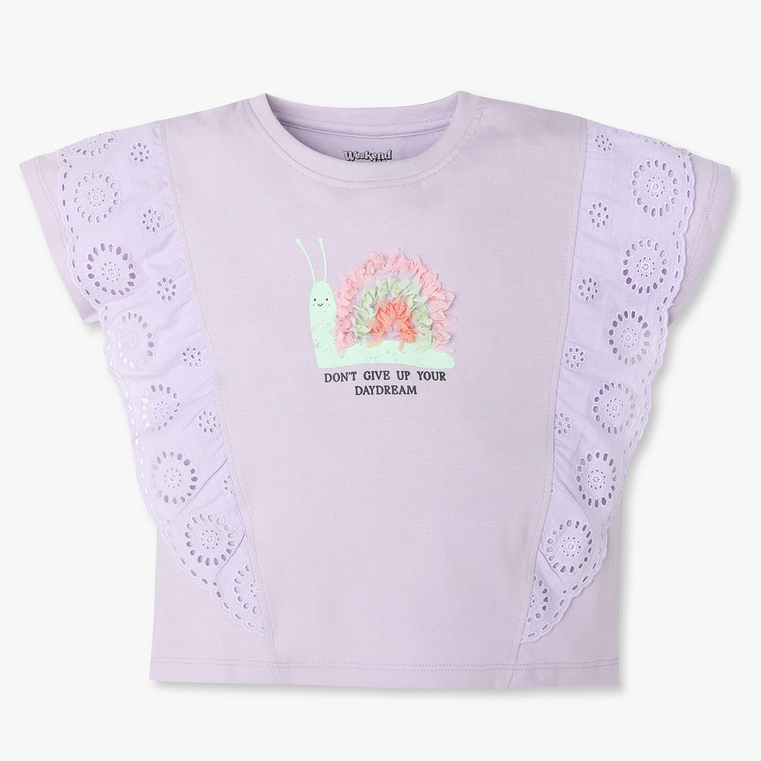 Girls Regular Fit Solid Crew Neck T-Shirt