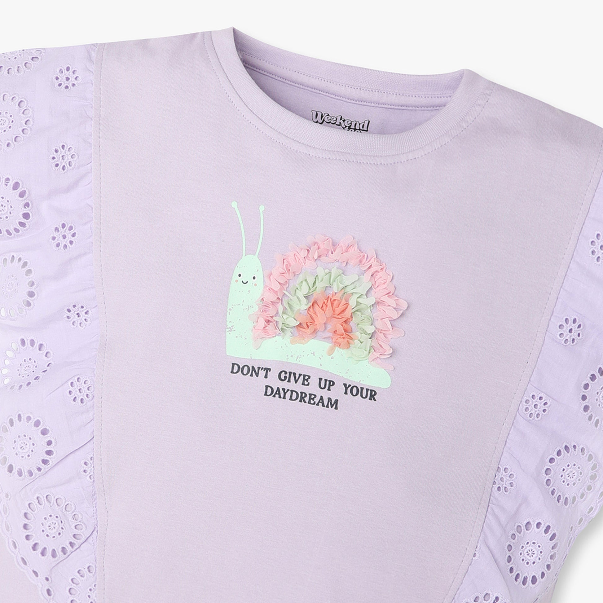 Girls Regular Fit Solid Crew Neck T-Shirt