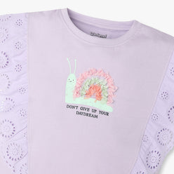 Girls Regular Fit Solid Crew Neck T-Shirt