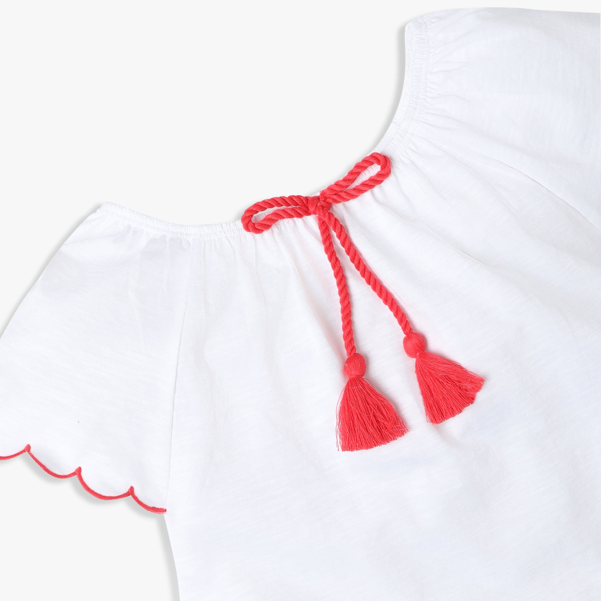 Girls Regular Fit Embroidered Round Neck T-Shirt