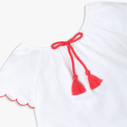 Girls Regular Fit Embroidered Round Neck T-Shirt