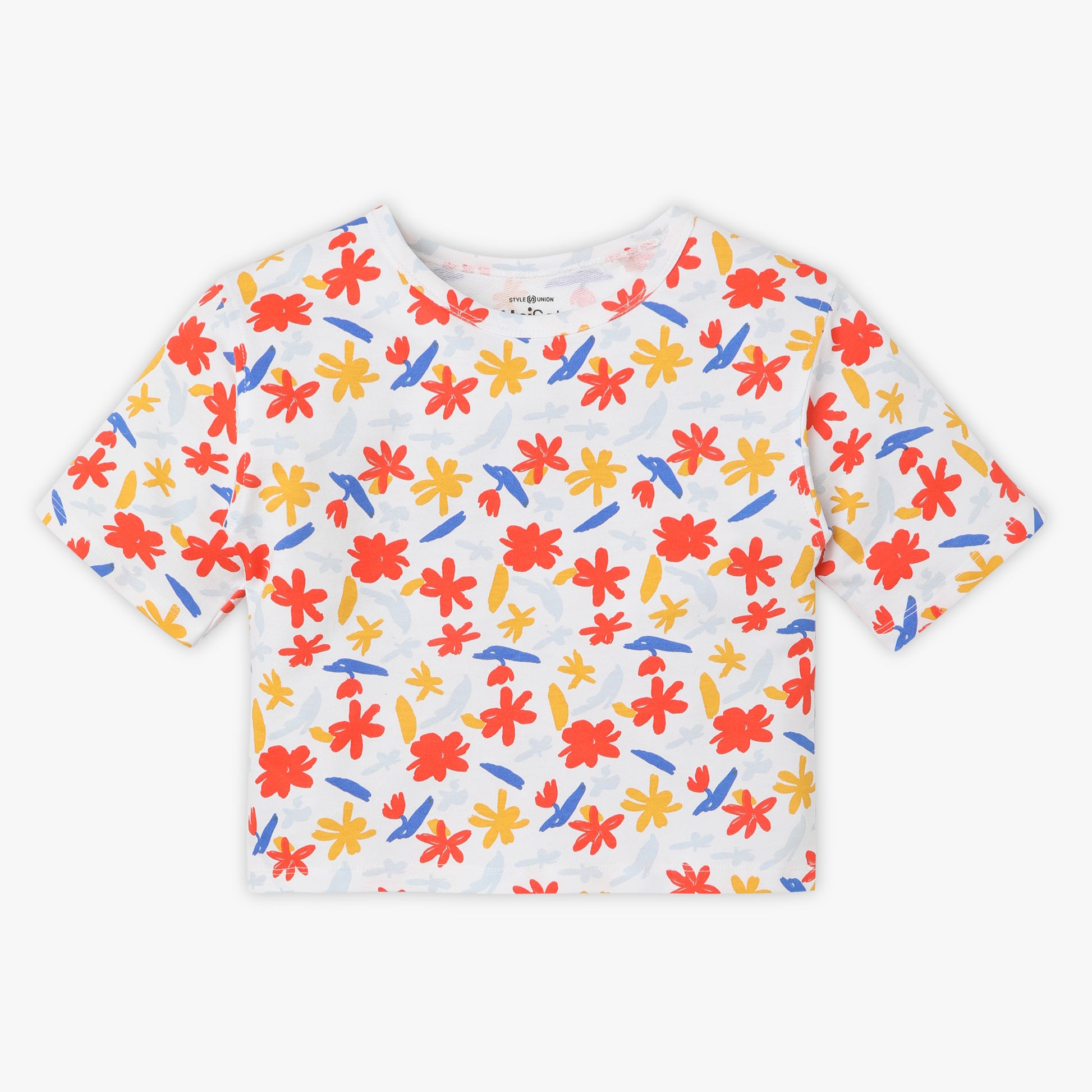 Girls Regular Fit Printed Crew Neck Short Sleeve T-Shirt