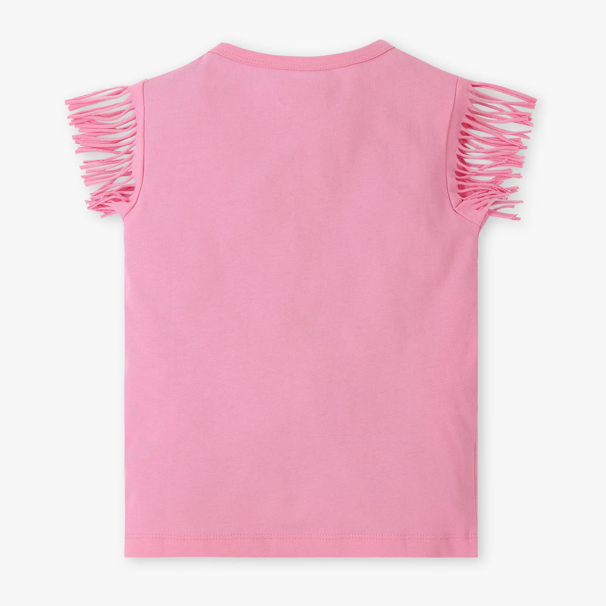 Girls Crew Neck Fashion The Solid "Elevate Your Special Outing Wardrobe with This Exclusive ""Floral Fairytale"" T-Shirt | Cute Cut-Out Detail |  Adorable Fairy Graphic With Soft Petal Embroidery | Rib Fabric For A Comfortable Fit and Easy Movement."