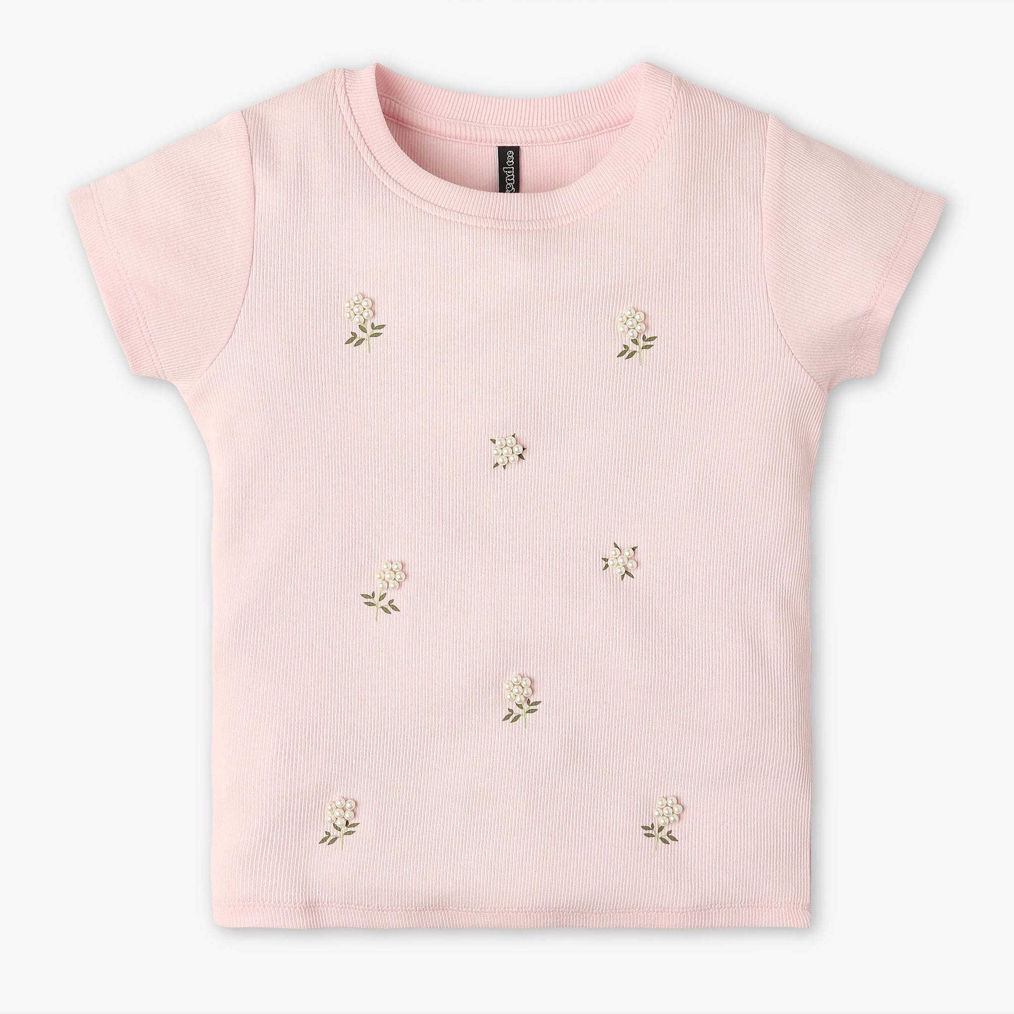 Girls Regular Fit Solid Crew Neck Short Sleeve T-Shirt