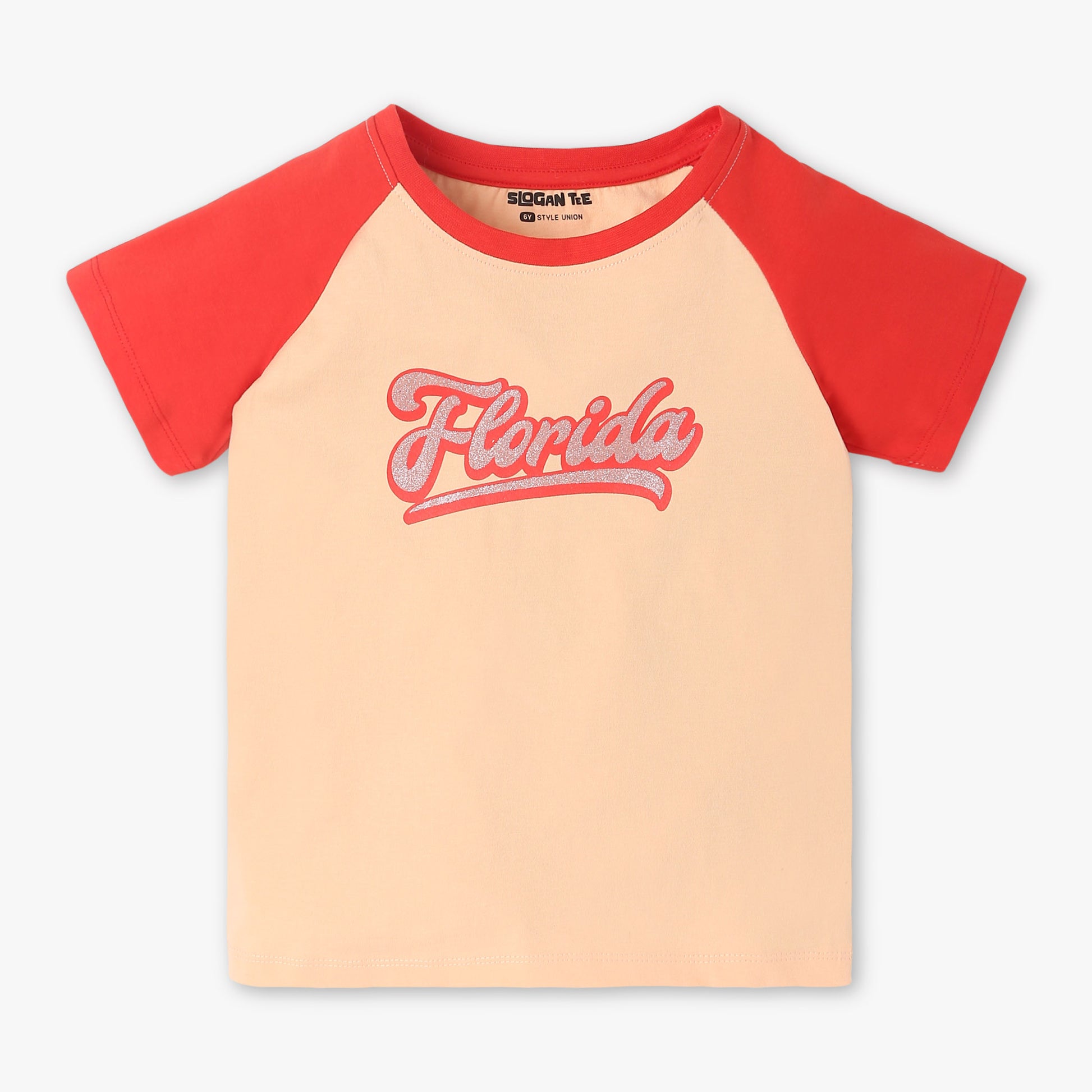 Girls Crew Neck Fashion The Solid "Elevate Your Special Outing Wardrobe with This Exclusive ""Floral Fairytale"" T-Shirt | Cute Cut-Out Detail |  Adorable Fairy Graphic With Soft Petal Embroidery | Rib Fabric For A Comfortable Fit and Easy Movement."
