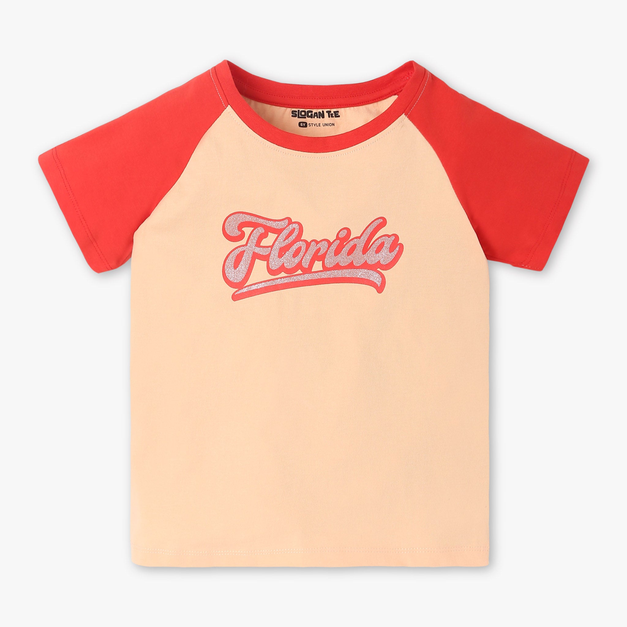 Girls Crew Neck Fashion The Solid "Elevate Your Special Outing Wardrobe with This Exclusive ""Floral Fairytale"" T-Shirt | Cute Cut-Out Detail |  Adorable Fairy Graphic With Soft Petal Embroidery | Rib Fabric For A Comfortable Fit and Easy Movement."